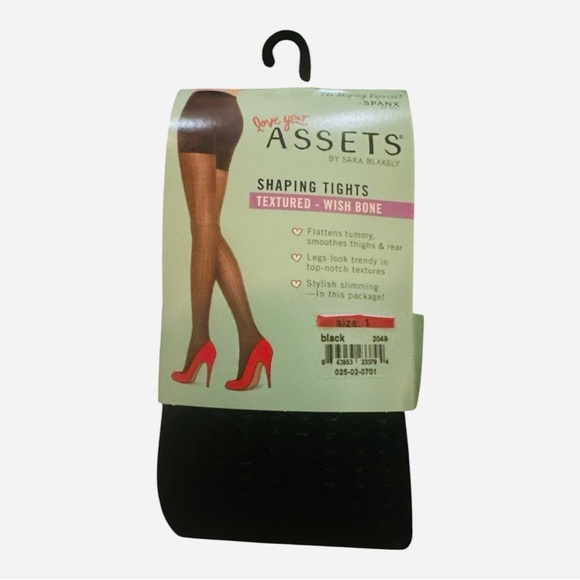 ASSETS by Sara Blakely Shaping Tights | Textured Wish Bone | Size 1 | Black - Picture 1 of 4